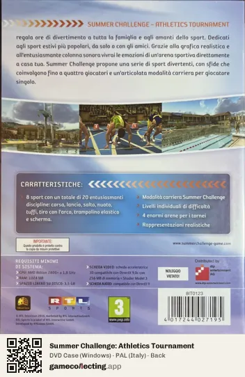 Summer Challenge: Athletics Tournament Computer, Italy box back