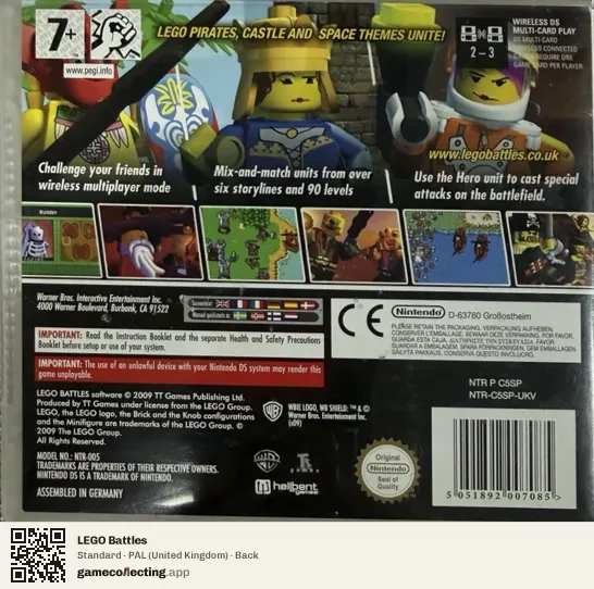 LEGO Battles Nintendo DS, United Kingdom box back