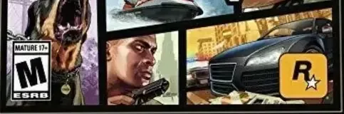 Grand Theft Auto V, the ESRB box on its front