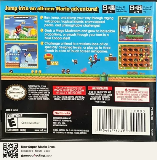New Super Mario Bros. Nintendo DS, NTSC box back