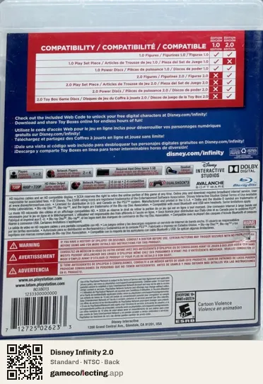 Disney Infinity 2.0 PlayStation 3, NTSC box back