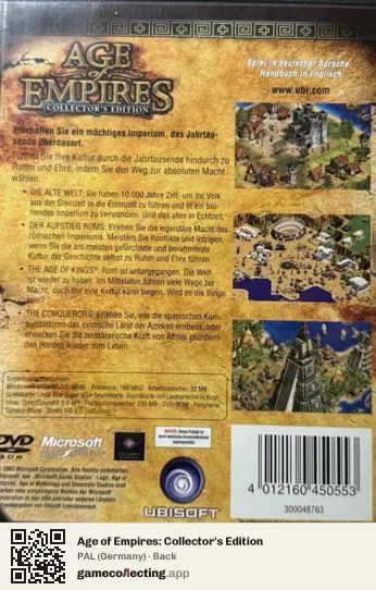 Age of Empires: Collector's Edition Computer, Germany box back
