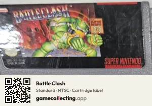 Battle Clash Super Nintendo Entertainment System, NTSC cartridge label