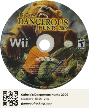 Cabela's Dangerous Hunts 2009 Nintendo Wii, NTSC disc