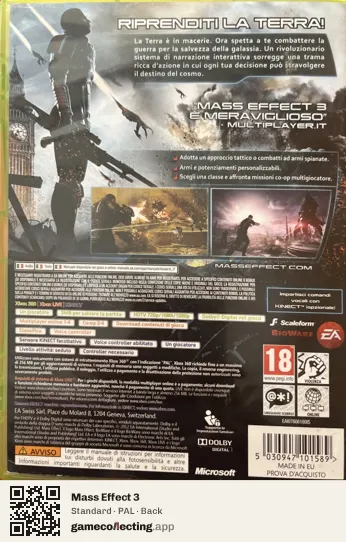 Mass Effect 3 Xbox 360, PAL box back