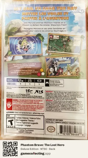 Phantom Brave: The Lost Hero Nintendo Switch, NTSC box back