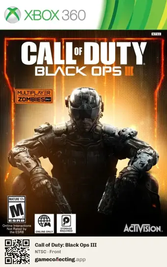 Call of Duty: Black Ops III Xbox 360, NTSC box front