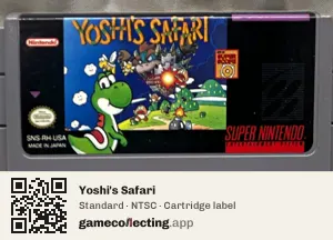Yoshi's Safari Super Nintendo Entertainment System, NTSC cartridge label