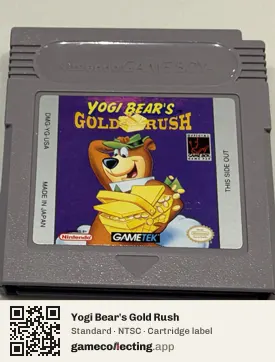 Yogi Bear's Gold Rush Game Boy, NTSC cartridge label