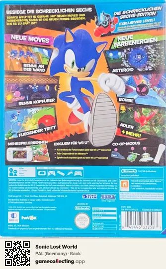 Sonic Lost World Nintendo Wii U, Germany box back