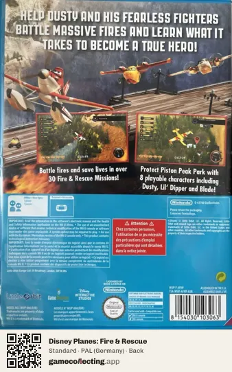 Disney Planes: Fire & Rescue Nintendo Wii U, Germany box back