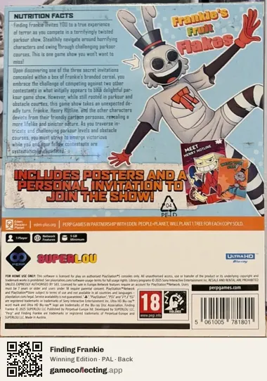 Finding Frankie PlayStation 5, PAL box back