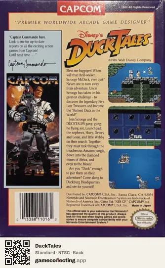 DuckTales Nintendo Entertainment System, NTSC box back