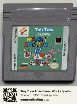 Tiny Toon Adventures: Wacky Sports Game Boy, NTSC cartridge label