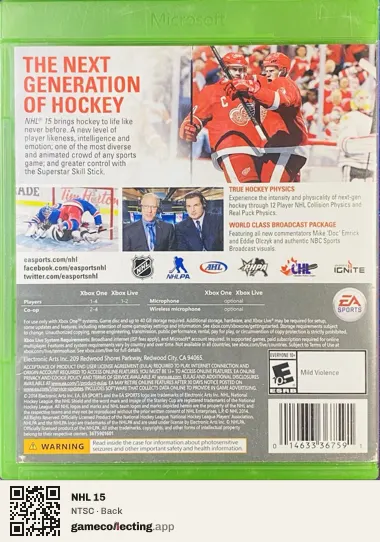 NHL 15 Xbox One, NTSC box back