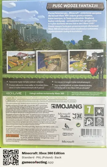 Minecraft: Xbox 360 Edition Xbox 360, Poland box back