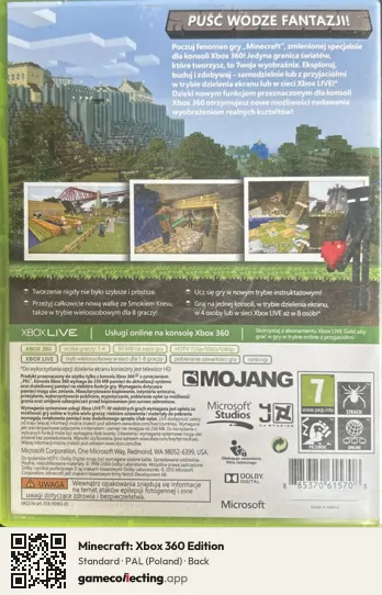 Minecraft: Xbox 360 Edition Xbox 360, Poland box back