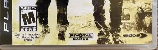 Conflict: Denied Ops, the ESRB box on its front