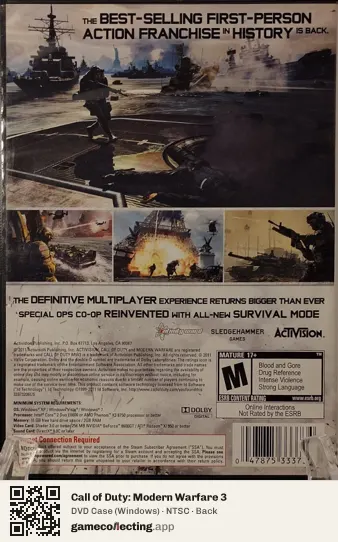 Call of Duty: Modern Warfare 3 Computer, NTSC box back