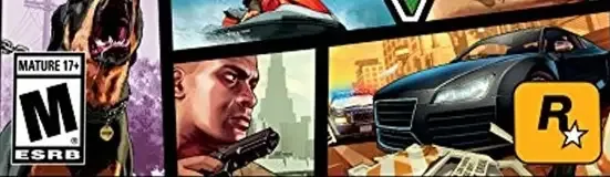 Grand Theft Auto V, the ESRB box on its front