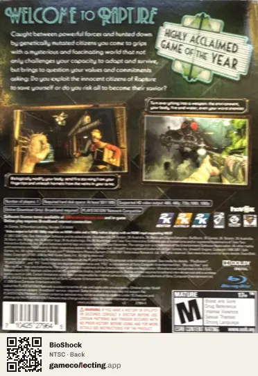 BioShock PlayStation 3, NTSC box back