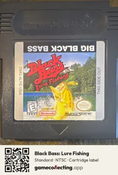 Black Bass: Lure Fishing Game Boy Color, NTSC cartridge label