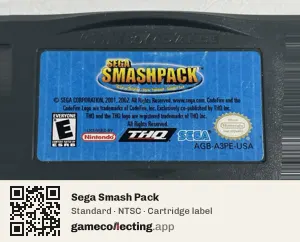 Sega Smash Pack Game Boy Advance, NTSC cartridge label