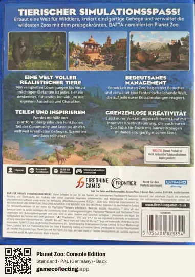 Planet Zoo: Console Edition PlayStation 5, Germany box back