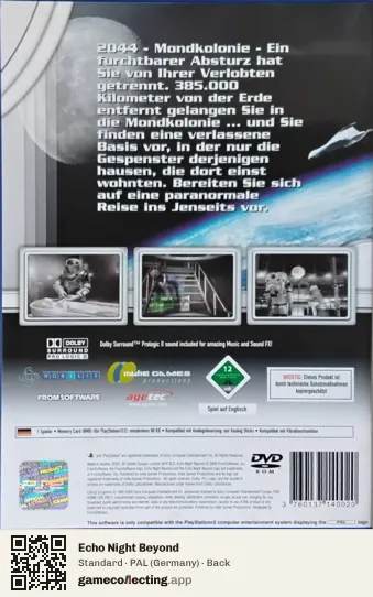 Echo Night Beyond PlayStation 2, Germany box back