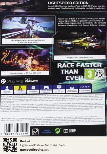 Redout PlayStation 4, Italy box back