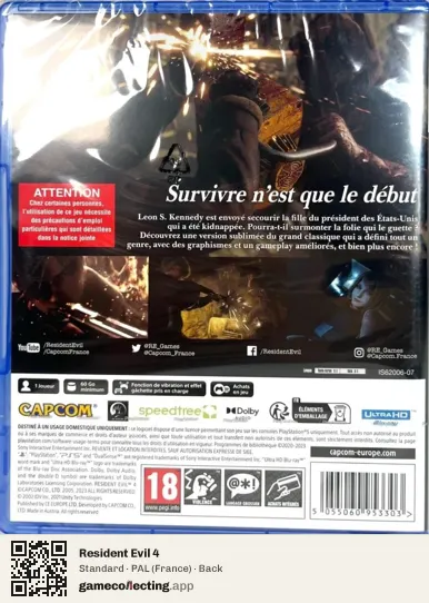 Resident Evil 4 PlayStation 5, France box back