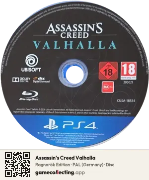 Assassin's Creed Valhalla PlayStation 4, PAL disc