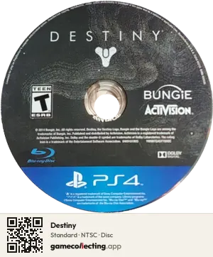 Destiny PlayStation 4, NTSC disc