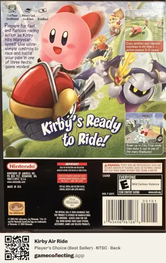 Kirby Air Ride Nintendo GameCube, NTSC box back