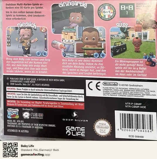 Baby Life Nintendo DS, Germany box back