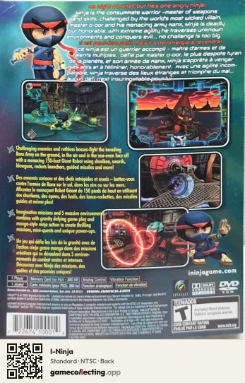 I-Ninja PlayStation 2, NTSC box back