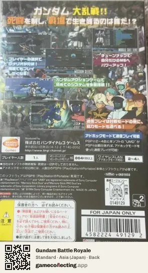 Gundam Battle Royale PlayStation Portable, Asia box back