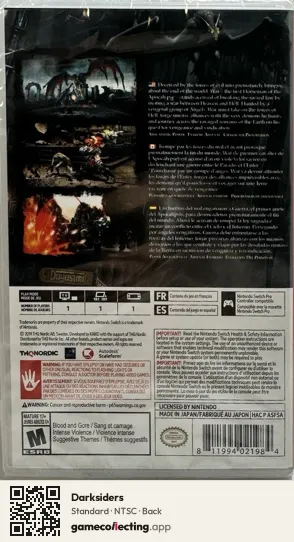 Darksiders Nintendo Switch, NTSC box back