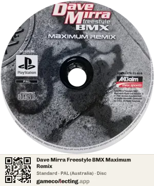 Dave Mirra Freestyle BMX Maximum Remix PlayStation, PAL disc