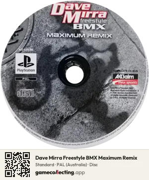 Dave Mirra Freestyle BMX Maximum Remix PlayStation, PAL disc