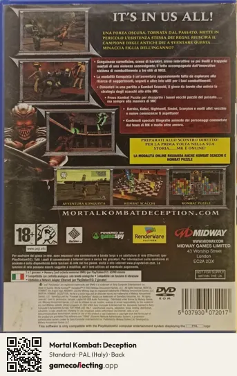 Mortal Kombat: Deception PlayStation 2, Italy box back