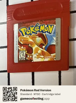 Pokémon Red Version Game Boy, NTSC cartridge label