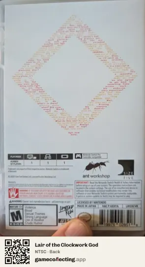 Lair of the Clockwork God Nintendo Switch, NTSC box back