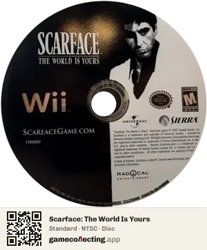 Scarface: The World Is Yours Nintendo Wii, NTSC disc