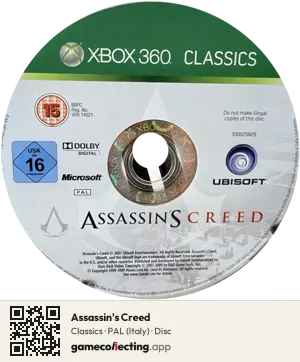 Assassin's Creed Xbox 360, PAL disc