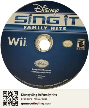 Disney Sing It: Family Hits Nintendo Wii, NTSC disc