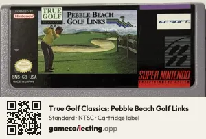 True Golf Classics: Pebble Beach Golf Links Super Nintendo Entertainment System, NTSC cartridge label