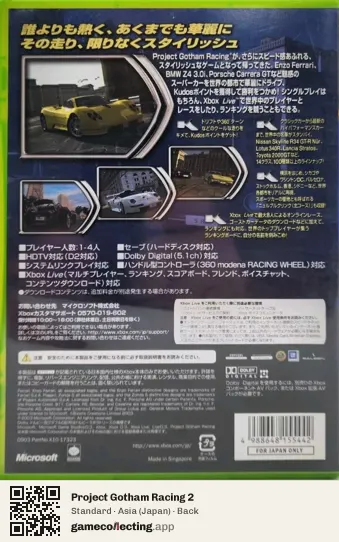 Project Gotham Racing 2 Xbox, Japan box back
