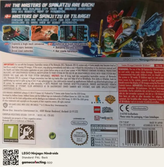 LEGO Ninjago: Nindroids Nintendo 3DS, PAL box back