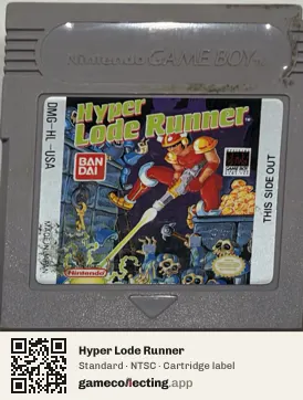 Hyper Lode Runner Game Boy, NTSC cartridge label